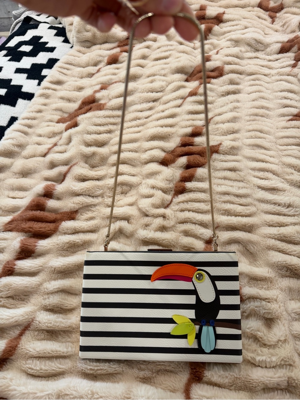 RARE* kate spade Toucan Parrot Novelty Stripe Clutch